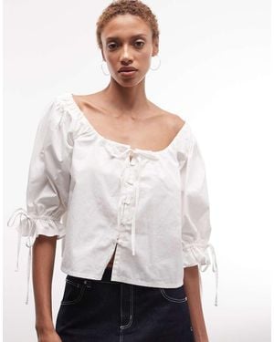 Collusion Blusa Stile Grembiule Allacciata Al Collo Bianca - Bianco