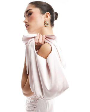 Six Stories Bridesmaid Satin Bow Pouch Bag - White