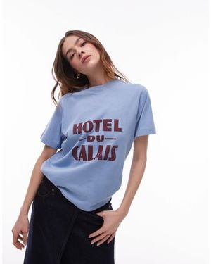 TOPSHOP Graphic Hotel Du Calais T-shirt - Blue