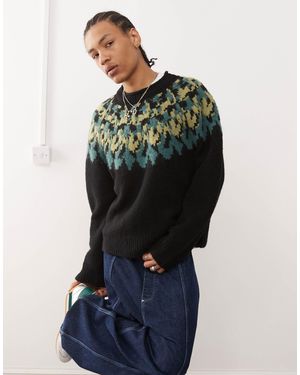 Weekday Momo - pull oversize en laine mélangée en jacquard - Bleu