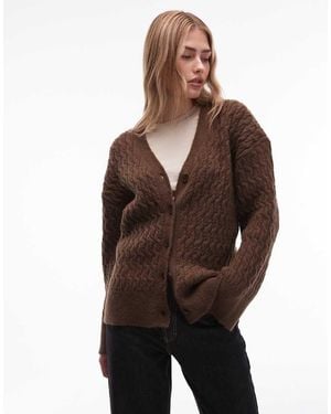 ASOS Knitted Oversized Chunky Cable Cardigan - Brown