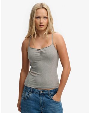 Superdry – athletic essentials – gerafftes camisole-oberteil - Weiß