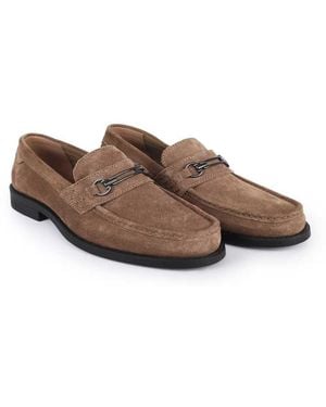 OFF THE HOOK Myron Suede Leather Horsebit Loafers - Brown