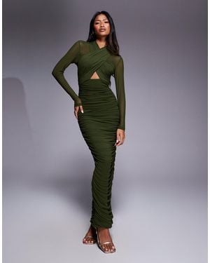 Bardot Aliyah Wrap Mesh Midi Dress - Green