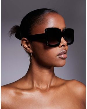 Kaiia Exclusive Oversized Chunky Square Sunglasses - Black