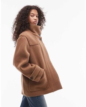 ARKET Funnel Neck Duffel Jacket With Overlay Yoke Detail And Front Patch Pockets - Brown