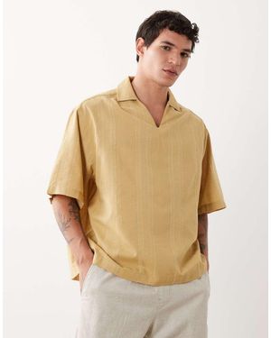 ASOS Oversized Overhemd Zonder Sluiting Met Textuur En Rechte Pasvorm - Naturel