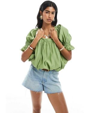 ASOS Wijde Blouse Met Vierkante Hals - Groen