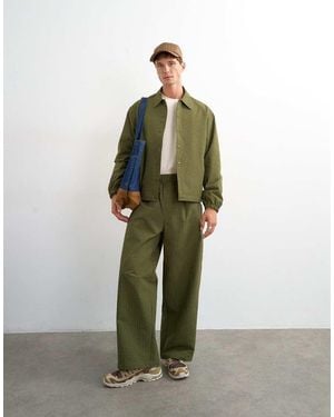 TOPMAN Baggy Fit Nylon Ripstop Trouser - Green