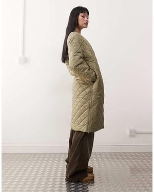 Noisy May Quilted Longline Jacket - Green