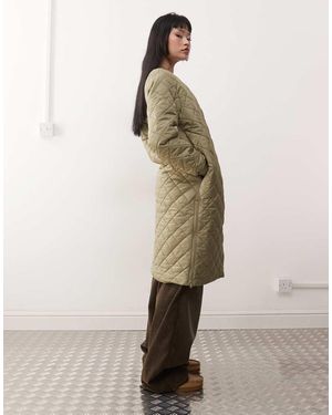 Noisy May Quilted Longline Jacket - Green