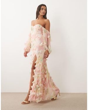 ASOS 3d Floral Bandeau Maxi Dress - Pink