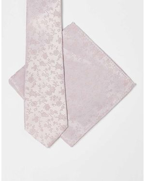 ASOS Cravatta E Fazzoletto Da Taschino A Fiori - Rosa