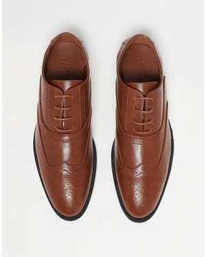 ASOS Scarpe Brogue Stringate Color Cuoio - Nero
