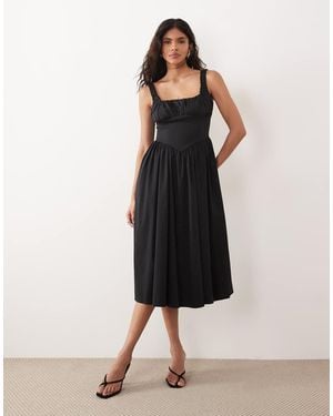 Gina Tricot Corset Midi Dress - Black