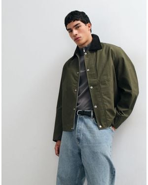 ARKET Kurze jacke aus gewachster baumwolle mit kontrast-cordkragen - Grün