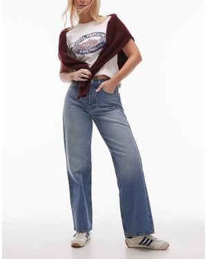 Topshop Hourglass Mid Rise Loose Fit Straight Jeans - Blue