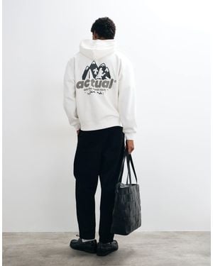 ASOS Locker geschnittener kapuzenpullover mit rückenprint - Weiß