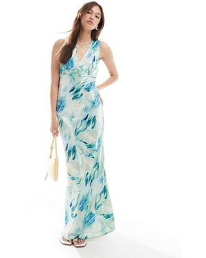 Vero Moda V-Neck Open Back Maxi Dress - Blue