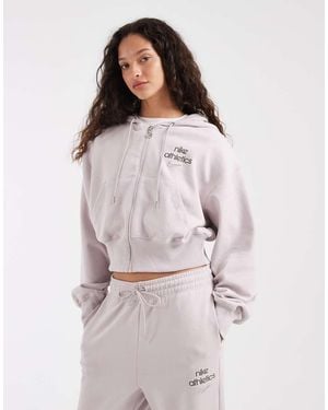 Nike Sudadera Con Capucha Y Cremallera Phoenix Fleece De -Morado - Gris