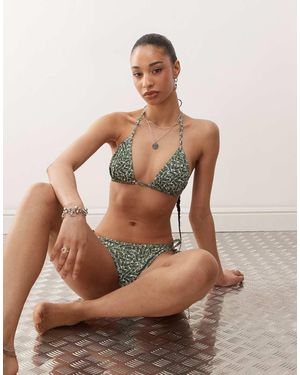 Lacoste Top Bikini Con Spalline Sottili E Motivo Stampato Del Coccodrillo - Neutro