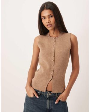 Threadbare Canotta Stile Cardigan Girocollo Color Avena - Neutro