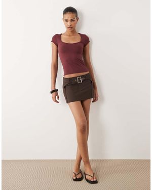Cotton On Stretch Belted Micro Mini Skirt - Black