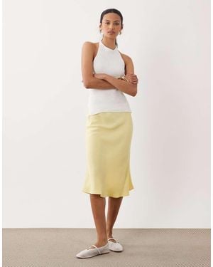 ASOS Linen Blend 90s Slip Skirt - Natural