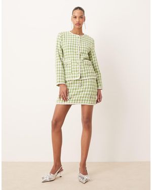 Sister Jane Dream Tweed Mini Skirt - Green