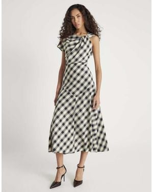 River Island Check Print Knot Maxi Dress - White