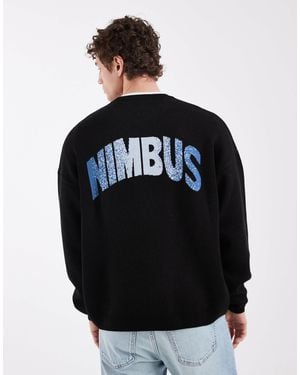 ASOS Oversized Knitted Sweater With Nimbus Graphic - Black