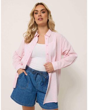 Yours Clothing Stripe Textured Shirt - Pink