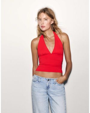 Pull&Bear Top dos nu froncé - Rouge
