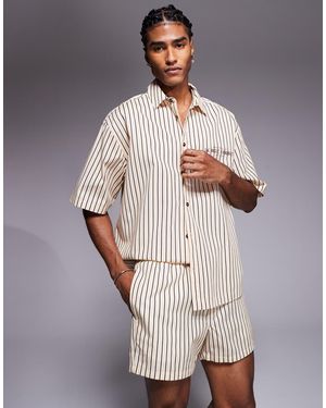 ASOS Pantaloncini Taglio Corto A Righe E Marroni - Grigio