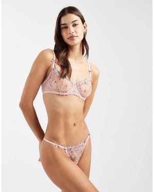 Lindex Ella M Floral Embroidery Thong - Pink