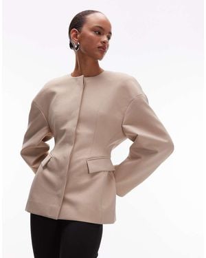ASOS Sculpted Collarless Blazer - Natural