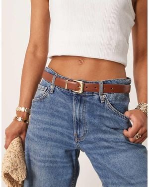 Mango Classic Gold Buckle Belt - Blue