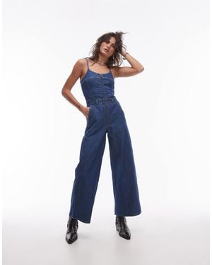 Levi's Mono Vaquero Largo Medio De Estilo Bustier De Pernera Ancha De - Azul