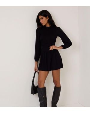 Nobody's Child Petite Siobhan Shirred Mini Dress - Black