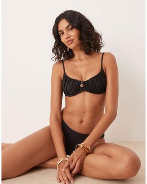 Tala Underwired Gathered Bikini Top - Brown