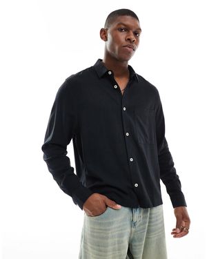 ASOS – kastiges hemd aus leinenmix - Blau