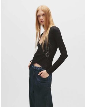 Pull&Bear – krepp-oberteil - Blau