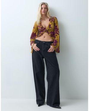 ASOS Devorétop Met Uitlopende Mouwen En Ruches - Blauw