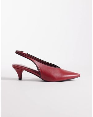 Glamorous Slingback Kitten Heel Shoes - Pink
