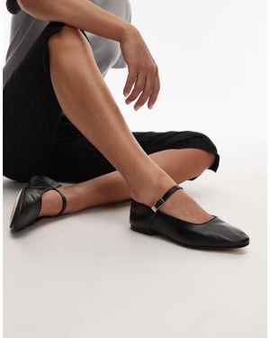 Tommy Hilfiger Leather Mary Jane Ballerina Shoes - Brown