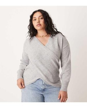 Vila Curve Wrap Detail Knitted Jumper - Grey