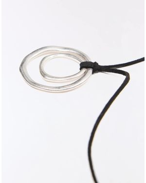 Bershka Double Circle Pendant Cord Necklace - Metallic