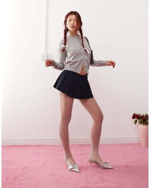 Edikted Minifalda Vaquera Azul Añil De Tablas Y Talle Bajo De - Rosa