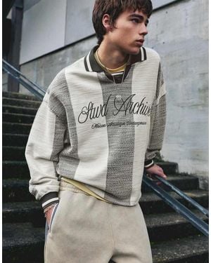 Pull&Bear Stwd Striped Soccer Polo Shirt - Grey