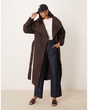 Gina Tricot Belted Wrap Midi Coat With Funnel Neck - Black